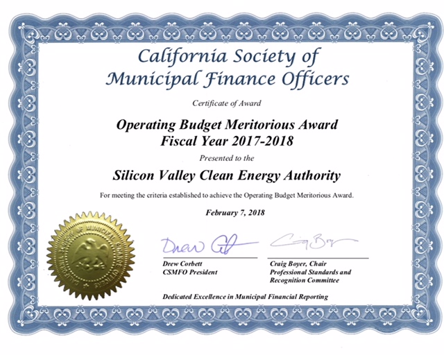 certificate - California Society of Municipal Finance Officers