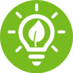 light bulb icon with leaf