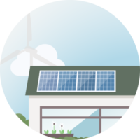 Illustration of solar panels on roof