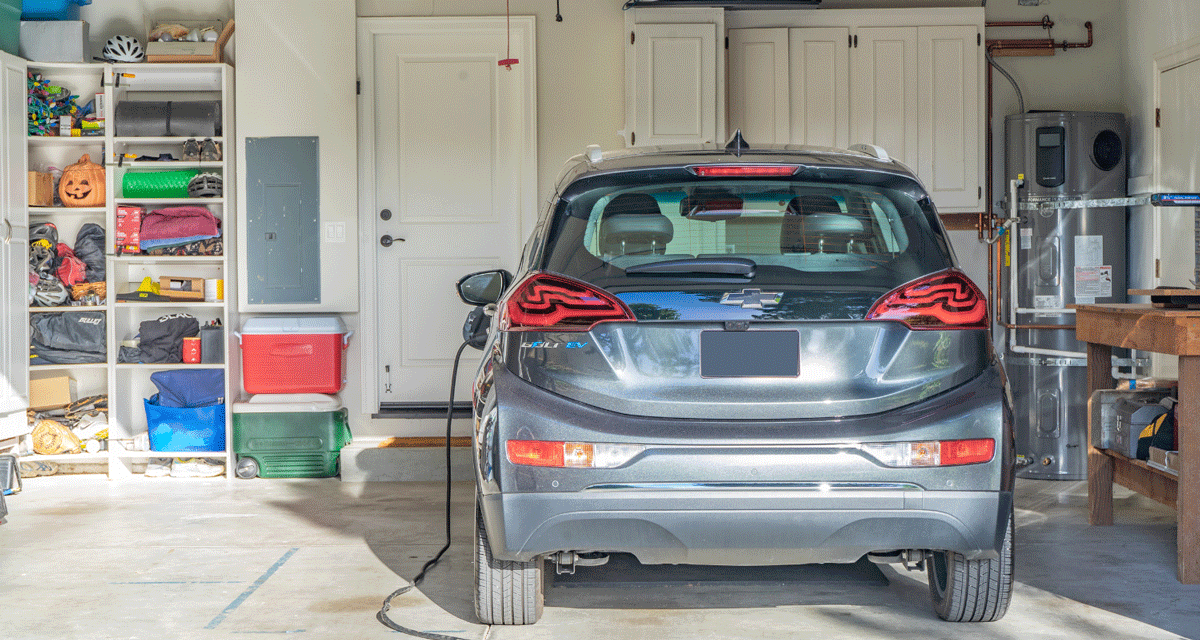 car charging in garage